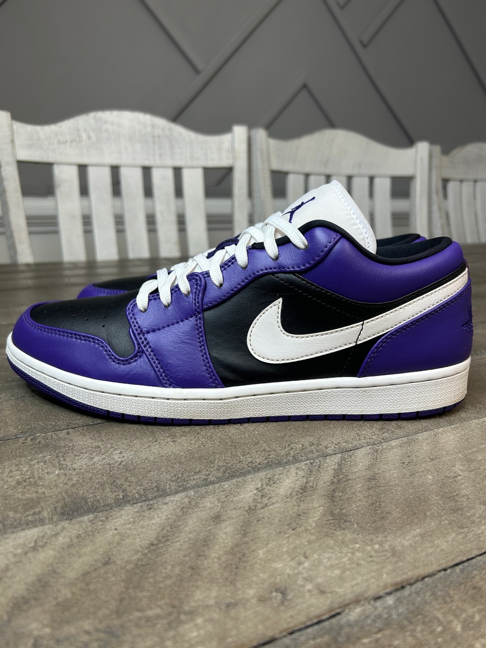 Air Jordan 1 Low Court Purple White Black 553558-501 Men's Size 11 Retro Sneaker